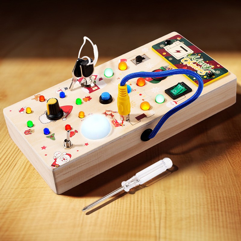 Lights Switch Board Toy Wooden Puzzle Early Education Fine Motor
