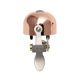 Crane Bike Bell E-Ne Bicycle Bell, Made in Japan for Road Bikes or Mountain Bikes, Fits All Handle Bar Sizes & Types (Polished Copper)