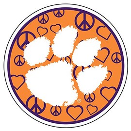 Craftique Clemson Tigers Decal (Purple Hearts (4 in), 4 in)
