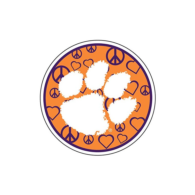 Craftique Clemson Tigers Decal (Purple Hearts (4 in), 4 in)