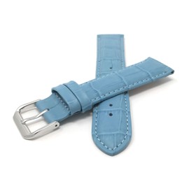 Bandini 14mm Womens Italian Leather Watch Band Strap - Baby Blue - Alligator Pattern