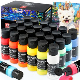 24 Colors (2oz/60ml) Acrylic Paint Set, 24 PCS Art Craft Paints Gifts for Adults Kids Artists Beginners, Christmas Tree Painting Kit Art Supplies