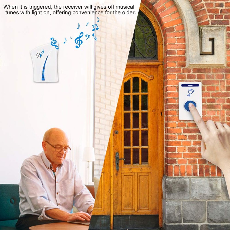 Wireless Bell, 100 m Electric Cordless Doorbell with 32 Melodies,