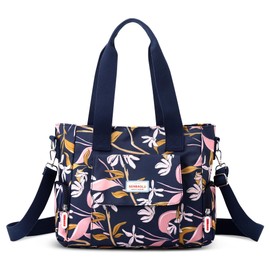 Forrica Women's Handbag, Tote Bag, Large Capacity, Shoulder Bag, Waterproof, Crossbody Bag, Crossbody Pouch, Multiple Pockets, Flower I, L