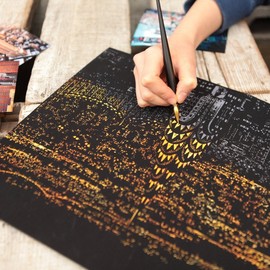 Scratch Map, Most Popular City in the World Scratch Night View Deluxe Poster 16" x 11" - New York