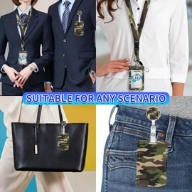 WKVPL ID Badge Holder with Lanyard, Retractable Badge Holders Reels with Lanyards Adjustable, for Women Kids Teacher Nurses Doctor Student Gifts(Camouflage)