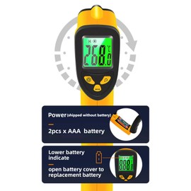 SatcOp Infrared Thermometer Laser Surface Temp Reader Auto Shutdown Data Storage Temperature Measuring Non Contact Portable ‑50‑600℃ (-58~752℉) for Cooking, Pizza Oven, Grill & Engine