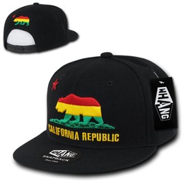 WHANG California Republic Snapbacks, Rasta 3/Black