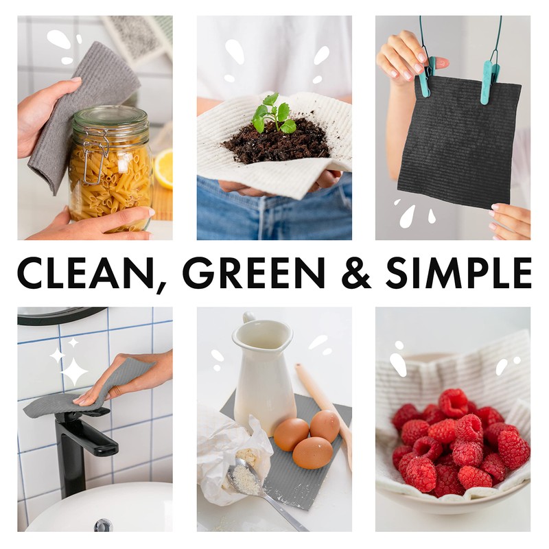 SUPERSCANDI Swedish Dishcloths Eco Friendly Reusable Sustainable Biodegradable Cellulose Sponge