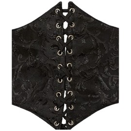 Lavish Black Brocade Corset Belt Cincher (Medium)