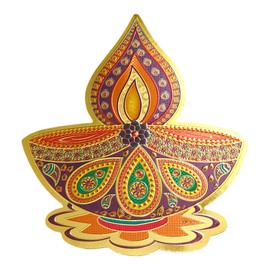 Santosh Jewellers Diya Stickers for Deepawali Decoration, 2 Packs, 5.25 x 4.25 in