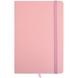 Emartbuy Hardbound Pastel Diary Notebook Notepad Writing Journal Ruled A5 Size 96 Sheets (192 Pages) With Elastic Band - Pink