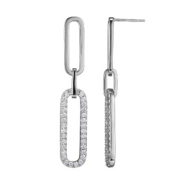 Charles Garnier Rhodium-plated Sterling Silver CZ Paperclip Drop Earrings