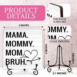 Mama Mommy Mom Bruh Wooden Sign-I Love You Mom Gifts-Minimalist Desk Decor Sign for Mom-Ideas Gift For Mom-Mother's Day Christmas Thanksgiving Birthday Gift for Mom-A16