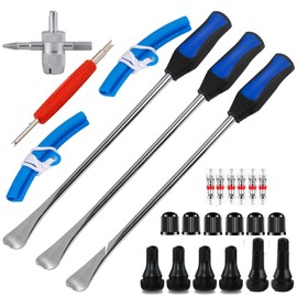 WINTOWIN 14.5" Tire Spoons Motorcycle Dirt Bike Tire Changing Tools Iron Set,Lawn Tractor Bicycle Tire Changer Tire Removal Tool with 3 Tire Irons 2 Rim Protectors Valve Stems Set TR412 TR413