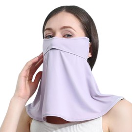 Summer Sun Protection Face Mask, UV Cover for Women with Neck Scarf/Cooling Flap, UPF 50+ Bike Face Shield, Balaclava, Gaiter for Fishing, Cycling, and Outdoor Activities Purple