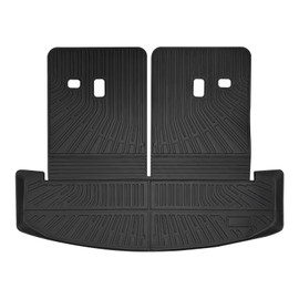 IKON MOTORSPORTS, Rear Cargo Trunk Liner W/Seat Protector Backrest Cover Compatible with 2024-2025 Hyundai Santa Fe 6/7 Seats, Black TPE Waterproof Seat Back Liners Mat Pad Interior Accessories 1PC