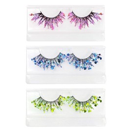 3 Pairs Of Sequined False Eyelashes, Creative And Fashionable, Women'S Thick Curly Shiny Eyelashes, Masquerade Performance Decoration, Clothing Beauty Accessories.