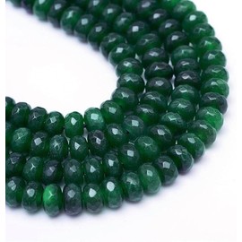 Agate & Jasper Gemstone Strand Beads, 4 mm, Rondelle, 110 Pieces, Jewellery Beads, Semi-Precious Stone for Jewellery, Necklace, Bracelet (Dark Green Agate)