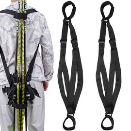 MOPHOEXII 2 Pack Ski and Pole Backpack Carrier Strap | Avoid The Struggle and Effortlessly Transport Your Ski Gear Everywhere You Go | Great for Families | Use Over Shoulder to Free up Hands