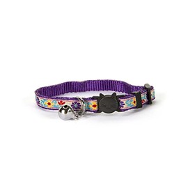 Burgham Simon's Cat Collars Breakaway with Bell,Safety Buckle,Snag Free,Soft,Durable and Fully Adjustable Size 7-11in (Flower Purple)