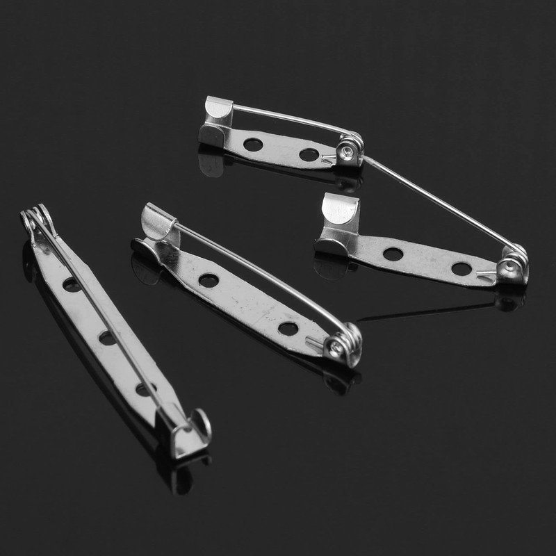 50 Pcs Brooch Pins, 4-Size Pack of Safety Pins, Silver