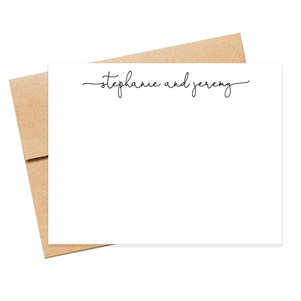 Personalized Stationary Note Cards with Envelopes, Script Personalized Cards Set