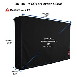iBirdie Outdoor TV Cover 46 to 48 inch Waterproof, Cover Size 44.5''W x 27.5''H, Weatherproof, with Zipper for Outside Flat Screen 46 to 48 inch TV, Black, 600D Thick Fabric Protector