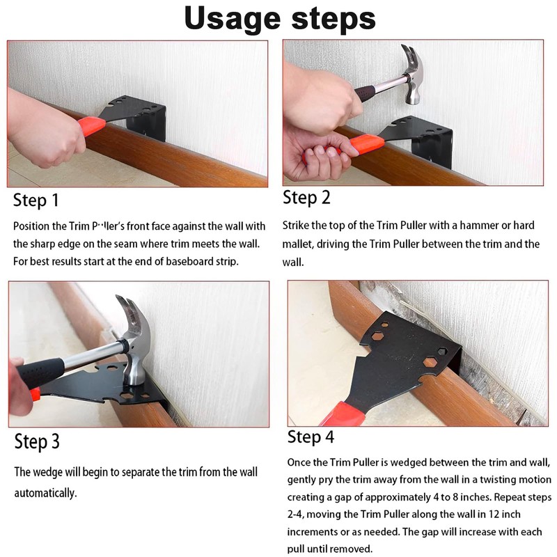 Trim Puller Pry Bar, Tile Skirting Board Removal Tool for