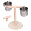 Bird Perch Stand Wooden Parrots Stand with Stainless Steel Feeding