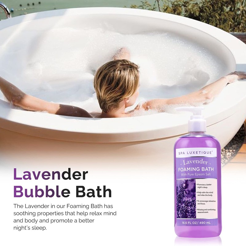 Spa Luxetique Bubble Bath, Foaming Bath with Epsom Salt, Chamomile