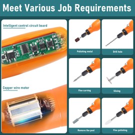 Mini Cordless Rotary Tool 5 Speed Mini Grinder Electric Detail Sander Engraving Pen with 61 Accessories for Sanding, Polishing, Drilling, Etching, Engraving, DIY Crafts | USB Charging