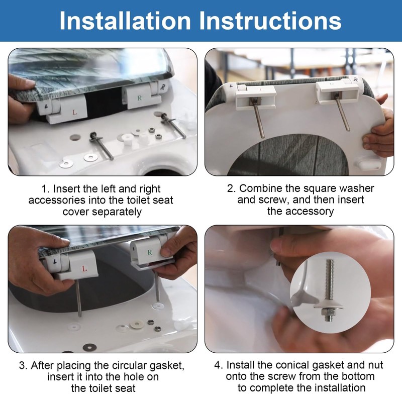 Toilet Seat Bracket, Pack of 2 Universal Toilet Seat Hinges