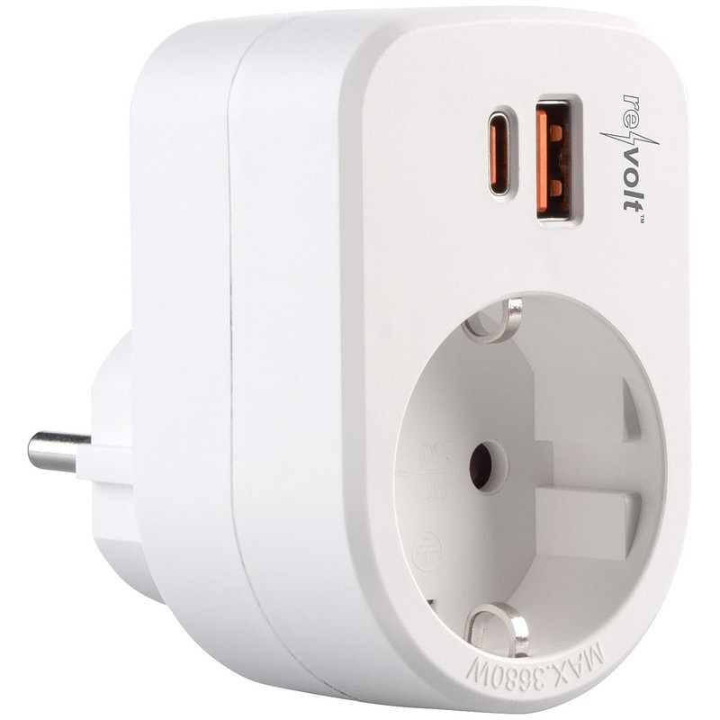 revolt Surface-Mounted Sockets, Schuko: Set of 2 3-in-1 Sockets, USB-C
