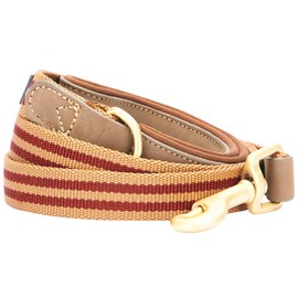 Blueberry Pet Polyester Fabric Webbing and Soft Genuine Leather Dog Leash with Soft & Comfortable Handle, 6 ft x 1", Red and Brown, Leashes for Dogs