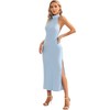 CMZ2005 Women's Halter Turtle Side Slit Gown Backless Maxi Dress