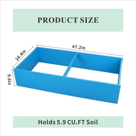 KETOYARK HDPE Raised Garden Bed 47.24 * 24.4 * 9.65 in,Vegetable Planter Bed Outdoor,Elevated Horticulture Planter Bed,Waterproof,Rot-Resistant and Non-Cracking Above Ground Garden Bed(Pacific Blue)