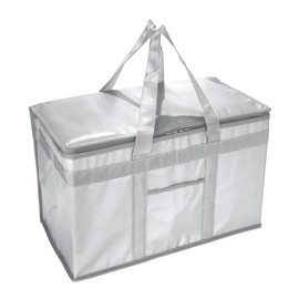 Yalin Large Insulated Cooler Bag, Styrofoam Cooler Keeps Food Hot or Cold, Reusable Double Zipper Grocery Delivery Bag for Grocery Shopping 23" x 15" x 14" (W, gray, carry bag