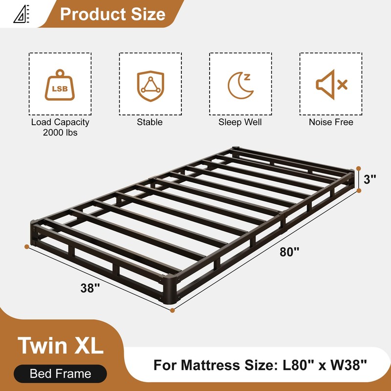 Lutown-Teen 3 Inch Twin XL Box Spring Low Profile, Heavy