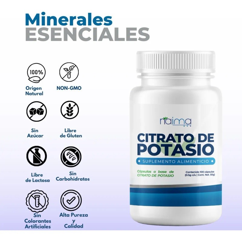 Citrato Magnesio Potasio 500 Caps Saborizantes