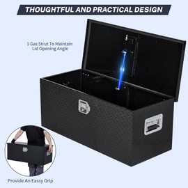 36 Inch Heavy Duty Aluminum Diamond Plate Tool Box Pick Up Truck Bed RV Trailer Toolbox Waterproof Square Storage Organizer with Side Handle, Lock and Keys -36"x 15"x 14", Black