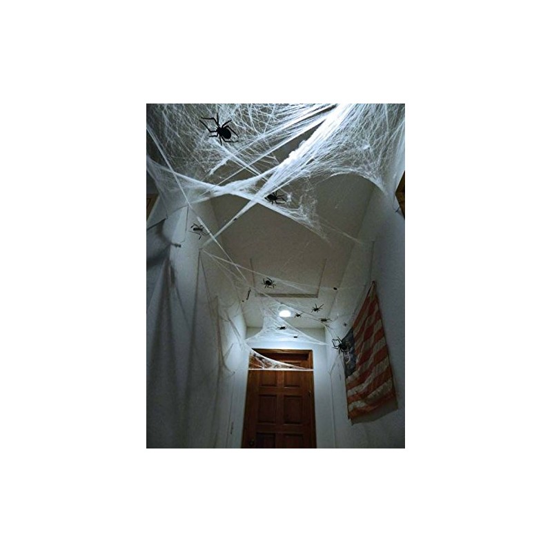 [Pack of 4 White Webs] Halloween Decoration Props Spider Webs
