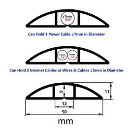 ZEYUE Cord Cover Floor, 4ft Cable Management & Organizer, Self Adhesive Extension Cord Cover, Cord Protector and Hider, Cord Covers for Wires on Floor,Cable Cavity = 0.47" (W) x 0.31" (H)