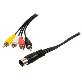 Valueline 1m 5 Pin Din Male to 4x RCA Male Din Audio Adapter Cable - Black
