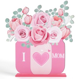 Mother's Day Wooden Centerpieces Table Decorations Happy Mother's Day Table Topper Signs Love You Mom for Mothers Day Party Gift Dinner Table Home Kitchen