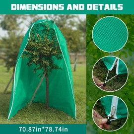 5.9 X 4.6 Ft Plant Covers Freeze Protection, Plant Covers for Winter Outdoor Plants with Drawstring and Zipper, Winter Plant Covers Freeze Pprotection for Protect Trees Shrubs from Cold Frost(Green)