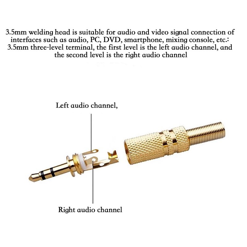 3.5mm Headphone Connector Welded Head Dual Channel Audio Speaker Plug