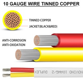 10 Gauge Marine Wire,10 AWG Marine Grade Wire,20ft 10/2 Gauge Duplex Tinned Copper Boat Electrical Cable for Automotive RV Boat Speakers Solar Outdoors