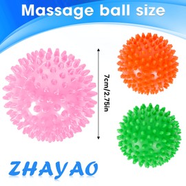 ZHAYAO 3 Pack Spiky Hard Massage Balls, Massager Rollers for Plantar Fasciitis,Muscle Soreness Massager Ball - Exercise, Neuro-Balance, Physical Therapy, 3 inches