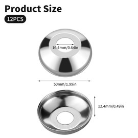 12 Pack Escutcheon Plate 1/2 Inch, Chrome Plated Stainless Steel Flange Cover for 1/2" Copper, PEX, CPVC Pipe Wall, Pipe Cover